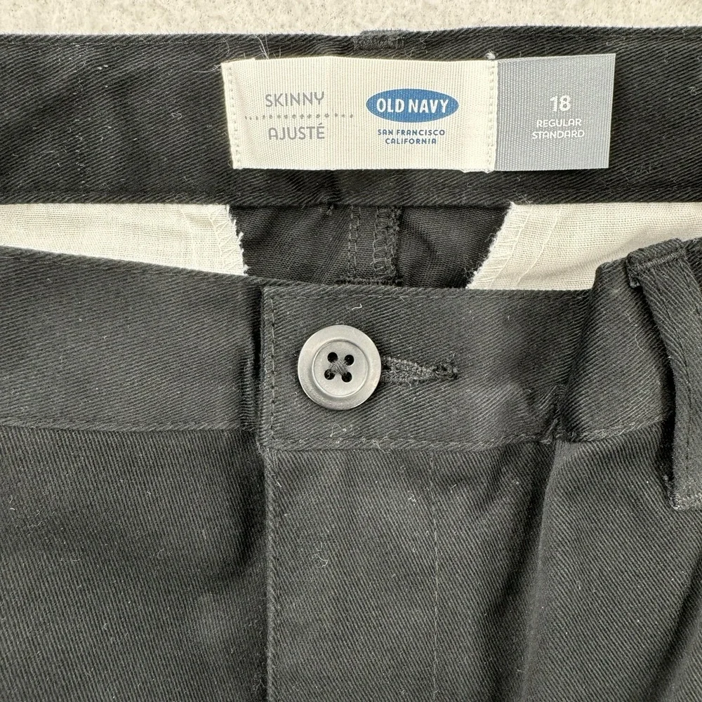NWT Old Navy Pants Boys Youth Size‎ 18 Black Skinny Chino Adjustable Waist